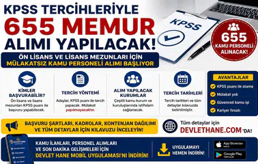 KPSS Tercihleriyle 655 Memur Alımı Yapılacak! Ön Lisans ve Lisans Mezunları İçin Mülakatsız Kamu Personeli Alımı Başlıyor