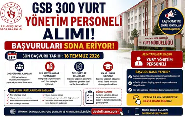 GSB 300 Yurt Yönetim Personeli Alımı Başvuruları Sona Eriyor! İl İl Kontenjanlar ve Özel Şartlar