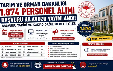 Tarım ve Orman Bakanlığı 1.874 Personel Alımı Başvuru Kılavuzu Yayımlandı! Başvuru Tarihi ve Kadro Dağılımı Belli Oldu