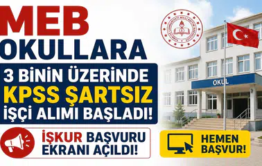 MEB Okullara 3 Binin Üzerinde KPSS Şartsız İşçi Alımı Başladı! İŞKUR Başvuru Ekranı Açıldı