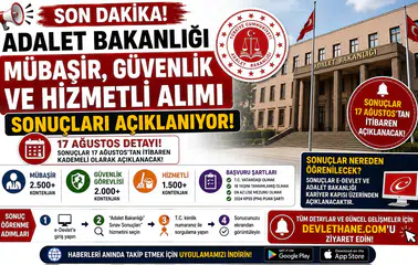 Adalet Bakanlığı Mübaşir, Güvenlik ve Hizmetli Alımı Sonuçları Açıklanıyor! 17 Ağustos Detayı