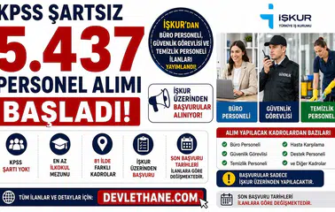 İŞKUR'dan KPSS Şartsız 5.437 Personel Alımı Başladı! Büro Personeli, Güvenlik ve Temizlik Görevlisi Alınacak