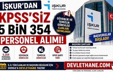 İŞKUR’dan KPSS’siz 5 Bin 354 Personel Alımı! Güvenlik ve Temizlik Görevlisi İlanları Yayımlandı