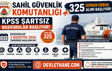 Sahil Güvenlik Komutanlığı 325 Uzman Erbaş Alımı Başlıyor! KPSS Şartsız Başvurular 3 Ağustos'ta Başlayacak