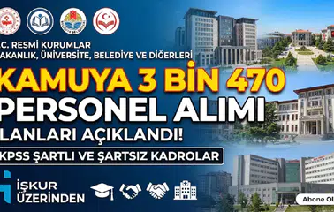 Kamuya 3 Bin 470 Personel Alımı: Bakanlık, Üniversite, Belediye ve Kamu Kurumlarının İlanları Açıklandı