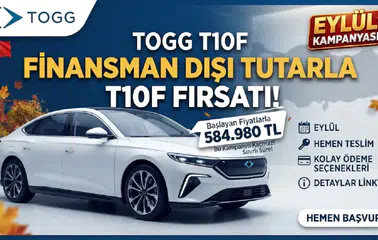 Togg’dan Eylül Kampanyası! 584 Bin 980 TL’den Başlayan Finansman Dışı Tutarla T10F Fırsatı