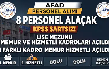 AFAD KPSS Şartsız 8 Personel Alacak: Lise Mezunu Memur ve Hizmetli Kadroları Açıldı