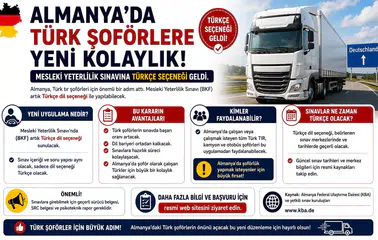 Almanya’da Türk Şoförlere Yeni Kolaylık: Mesleki Yeterlilik Sınavına Türkçe Seçeneği Geldi