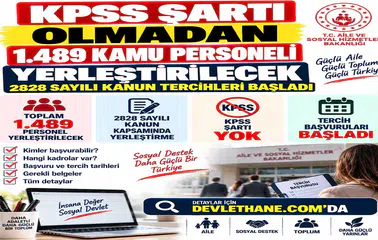KPSS Şartı Olmadan 1.489 Kamu Personeli Yerleştirilecek: 2828 Sayılı Kanun Tercihleri Başladı