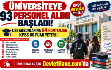 Üniversiteye 93 Personel Alımı Başladı! Lise Mezunlarına 64 Kontenjan, KPSS 60 Puan Yeterli