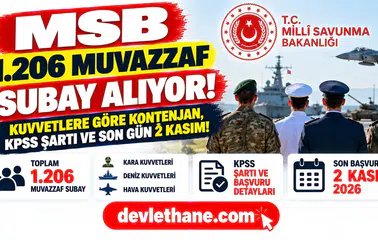 MSB 1.206 muvazzaf subay alıyor: Kuvvetlere göre kontenjan, KPSS şartı ve son gün 2 Kasım