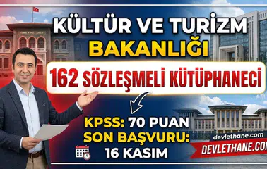 Kültür ve Turizm Bakanlığı 162 sözleşmeli kütüphaneci alacak: KPSS 70, başvurular 2-16 Kasım