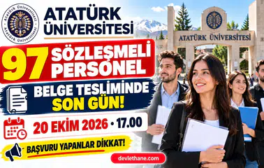 Atatürk Üniversitesi 97 Sözleşmeli Personel Alımında Belge Teslimi 20 Ekim'de Bitiyor