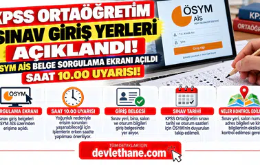 KPSS Ortaöğretim Sınav Giriş Yerleri Açıklandı! ÖSYM AİS Belge Sorgulama Ekranı Açıldı: Saat 10.00 Uyarısı