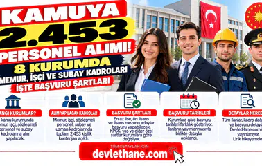 Kamuya 2.453 Personel Alımı! 8 Kurumda Memur, İşçi ve Subay Kadroları: İşte Başvuru Şartları