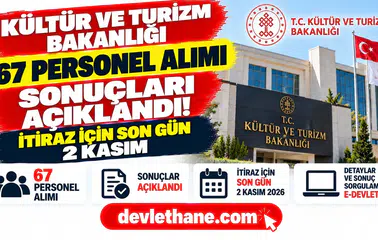Kültür ve Turizm Bakanlığı 67 personel alımı sonuçları açıklandı: İtiraz için son gün 2 Kasım