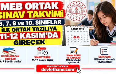 MEB Ortak Sınav Takvimi: 6, 7, 9 ve 10. Sınıflar İlk Ortak Yazılıya 11-12 Kasım'da Girecek