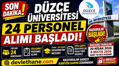 Düzce Üniversitesi 24 Personel Alımı Başladı! Başvurular e-Devlet Üzerinden Alınıyor