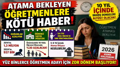 Atama Bekleyen Öğretmenlere Kötü Haber! Önümüzdeki 10 Yılda Dengeler Değişiyor