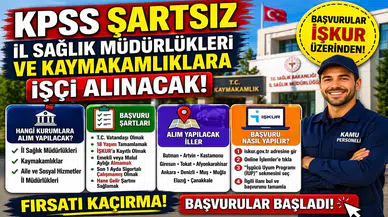 KPSS Şartsız Kamu İşçi Alımı Başladı! İl Sağlık Müdürlükleri ve Kaymakamlıklara Personel Alınacak