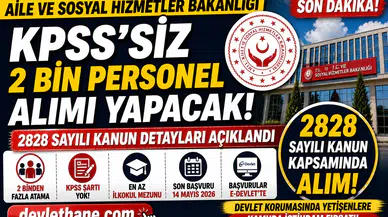 Aile ve Sosyal Hizmetler Bakanlığı KPSS’siz 2 Bin Personel Alımı Yapacak! 2828 Sayılı Kanun Detayları Açıklandı