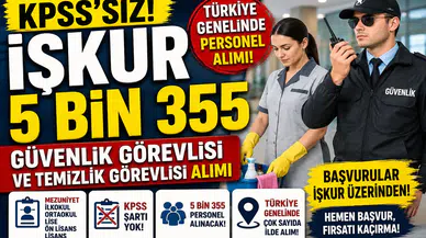 KPSS Şartsız Personel Alımı Başladı! İŞKUR’dan 5 Bin 355 Güvenlik ve Temizlik Görevlisi Alımı