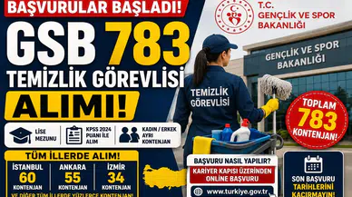 GSB 783 Temizlik Görevlisi Alımı Başvuruları Başladı! İşte İllere Göre Tüm Kontenjanlar ve Şartlar