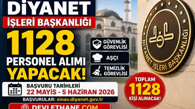 Diyanet 1128 Personel Alımı Yapacak! Güvenlik Görevlisi, Aşçı ve Temizlik Personeli Alınacak