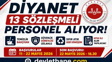 Diyanet 13 Sözleşmeli Personel Alımı Başladı! KPSS 60 Puanla Güvenlik, Temizlik ve Bahçıvan Kadroları Açıldı