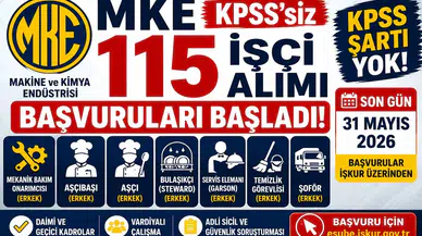 MKE KPSS Şartsız 115 İşçi Alımı Başladı! Temizlik Görevlisi, Şoför, Aşçı ve Garson Alımı Yapılacak