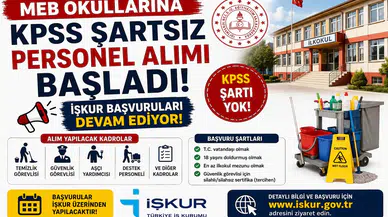 MEB Okullarına KPSS Şartsız Personel Alımı Başladı! İŞKUR Başvuruları Alınıyor