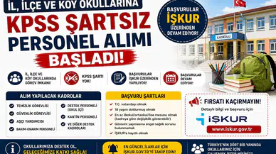 İl, İlçe ve Köy Okullarına KPSS Şartsız Personel Alımı Başladı! İŞKUR Başvuruları Devam Ediyor