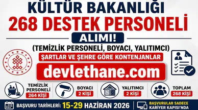 Kültür ve Turizm Bakanlığı 268 Destek Personeli Alımı Başlıyor! KPSS 60 Puanla Temizlik Görevlisi, Boyacı ve Yalıtımcı Alınacak