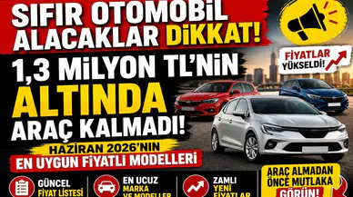 Sıfır Otomobil Alacaklar Dikkat! 1,3 Milyon TL'nin Altında Araç Kalmadı: İşte Haziran 2026'nın En Uygun Fiyatlı Modelleri