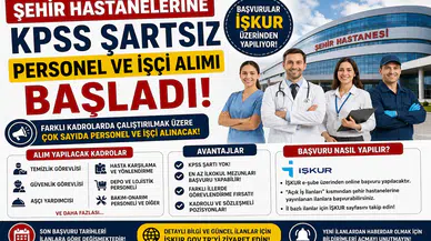 Şehir Hastanelerine KPSS Şartsız Personel ve İşçi Alımı Başladı! Başvurular İŞKUR Üzerinden Yapılıyor