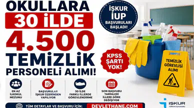 Okullara 30 İlde 4.500 Temizlik Personeli Alımı! İŞKUR İUP Başvuruları Başladı