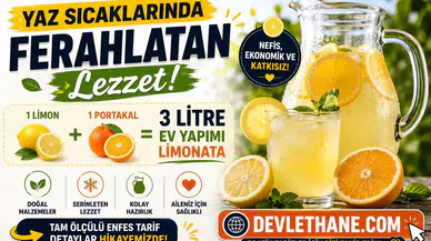 Yaz Sıcaklarında Ferahlatan Lezzet! 1 Limon ve 1 Portakalla 3 Litre Ev Yapımı Limonata Tarifi