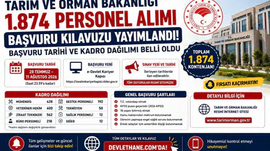 Tarım ve Orman Bakanlığı 1.874 Personel Alımı Başvuru Kılavuzu Yayımlandı! Başvuru Tarihi ve Kadro Dağılımı Belli Oldu