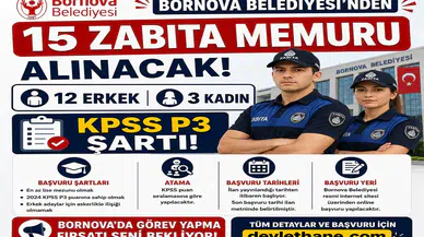 Bornova Belediyesi 15 Zabıta Memuru Alacak: 12 Erkek, 3 Kadın Aday İçin KPSS P3 Şartı