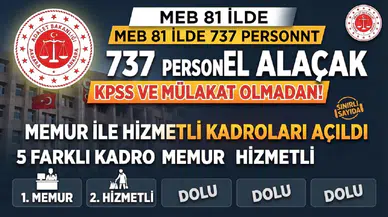 MEB 81 İlde 737 Personel Alacak: KPSS ve Mülakat Olmadan Memur ile Hizmetli Kadroları Açıldı