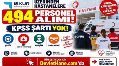 İŞKUR Üzerinden Hastanelere 494 Personel Alımı! KPSS Şartı Yok: Şoför, ATT, Hemşire ve Paramedik Alınacak