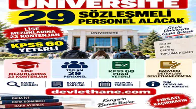 Üniversite 29 Sözleşmeli Personel Alacak: Lise Mezunlarına 23 Kontenjan, KPSS 60 Yeterli
