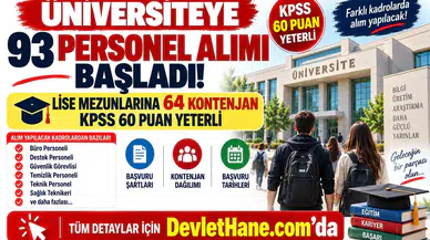 Üniversiteye 93 Personel Alımı Başladı! Lise Mezunlarına 64 Kontenjan, KPSS 60 Puan Yeterli