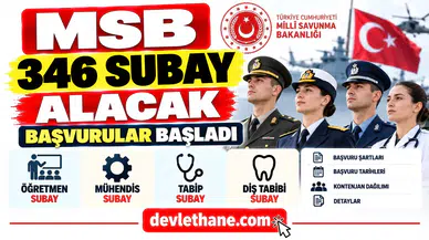 MSB 346 Subay Alacak: Öğretmen, Mühendis, Tabip ve Diş Tabibi Başvuruları Başladı