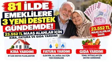 81 İlde Emeklilere 3 Yeni Destek Gündemde! 23.552 TL Maaş Alanlar İçin Kira, Fatura ve Gıda Yardımı