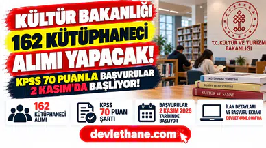 Kültür Bakanlığı 162 kütüphaneci alıyor: KPSS 70 puanla başvurular 2 Kasım’da başlıyor