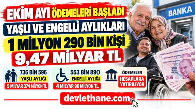 Ekim Ayı Yaşlı ve Engelli Aylıkları Hesaplara Yatırıldı: 1 Milyon 290 Bin Kişiye 9,47 Milyar TL