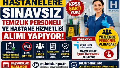 Hastanelere KPSS’siz Temizlik Personeli ve Hastane Hizmetlisi Alımı Başladı! Başvurular İŞKUR’dan Yapılıyor