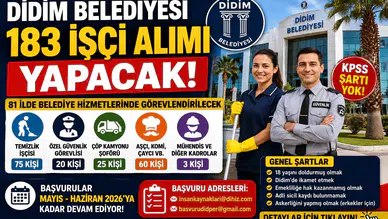 Didim Belediyesi 183 İşçi Alımı Başladı! KPSS Şartsız Belediye Personel Alımı İçin Başvurular Açıldı