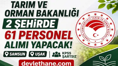 Tarım ve Orman Bakanlığı KPSS Şartsız 61 Personel Alımı Yapacak! İŞKUR İUP Başvuruları Başladı